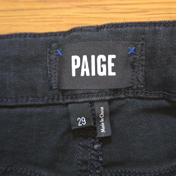 PAIGE, Hoxton, Ankle High Rise Button Fly Jeans, Black, VGUC, Women's 29 - Picture 5 of 14